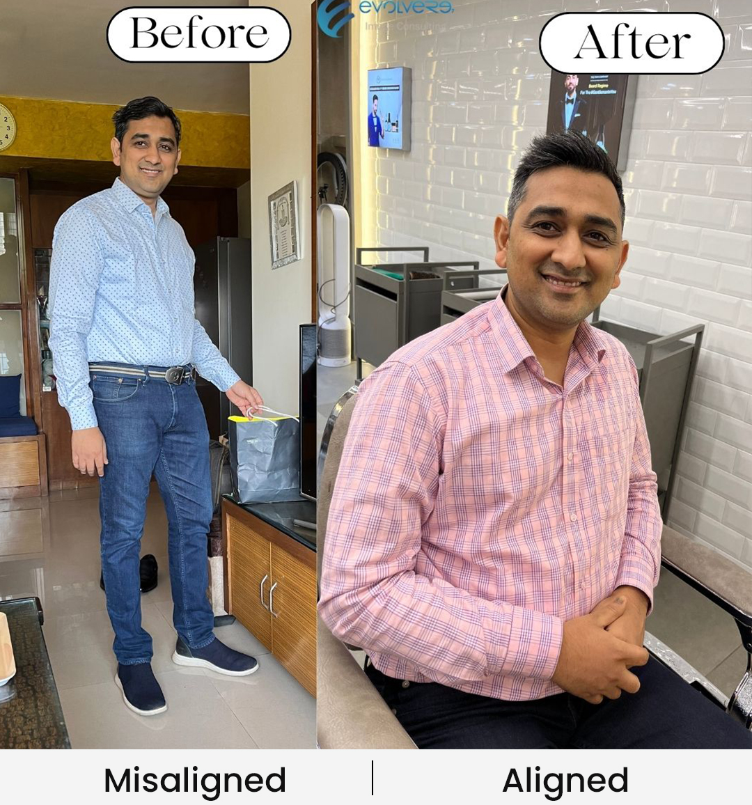 Before-and-after professional wardrobe transformation for a man